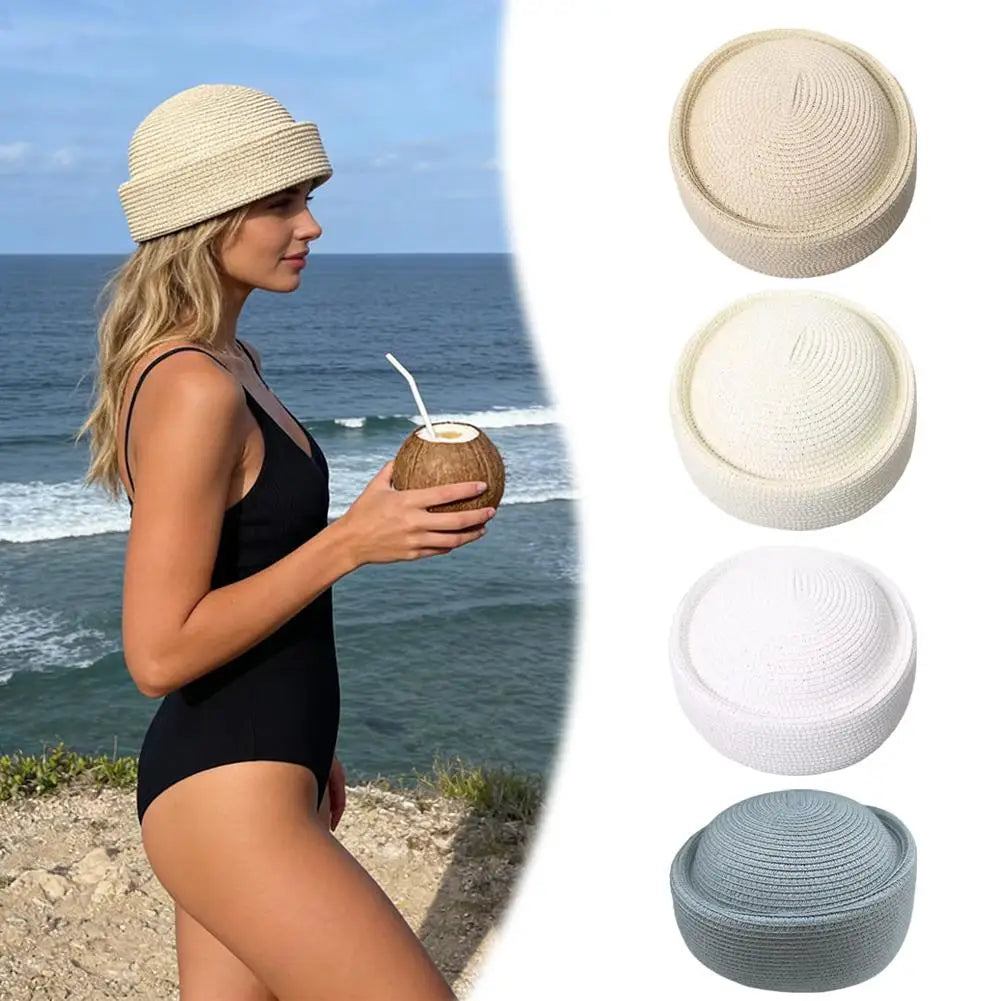 Retro Straw Sun Hat — Wide-Brim Breathable Summer Beach Hat — view 1 of hats