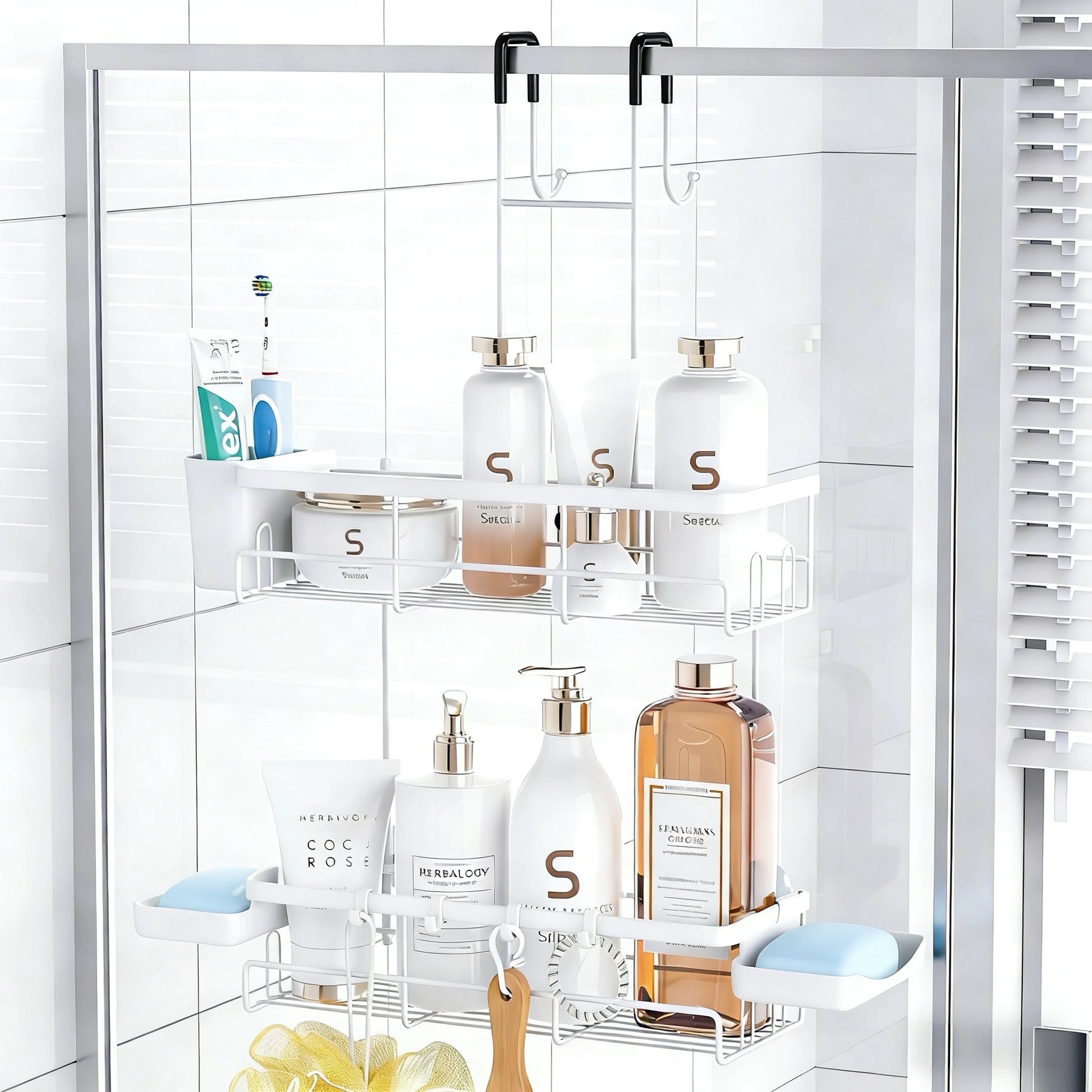 No-Drill Adhesive Shower Caddy, Removable Bathroom Organizer — product photo 7