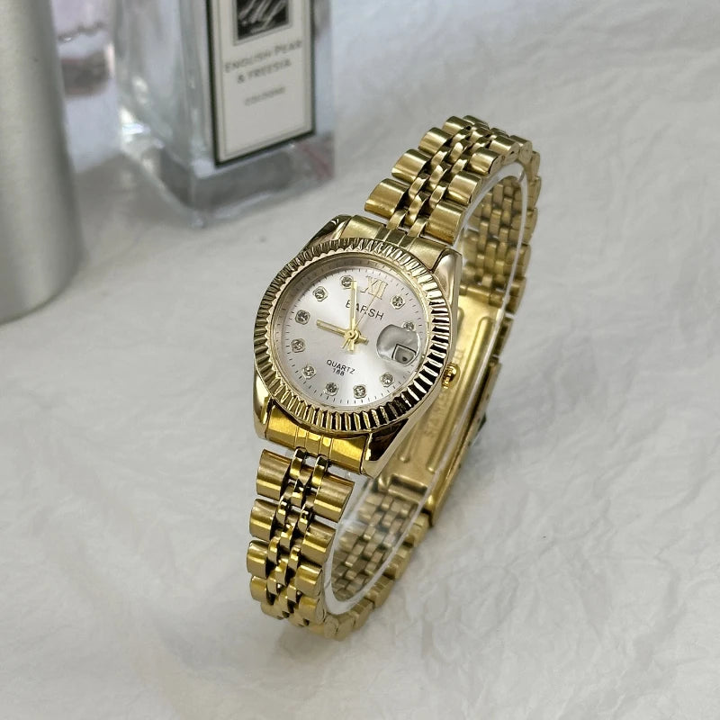 Women's Golden Steel Watch — Diamond Fashion Luxury Quartz Wristwatch — view 10 of watches