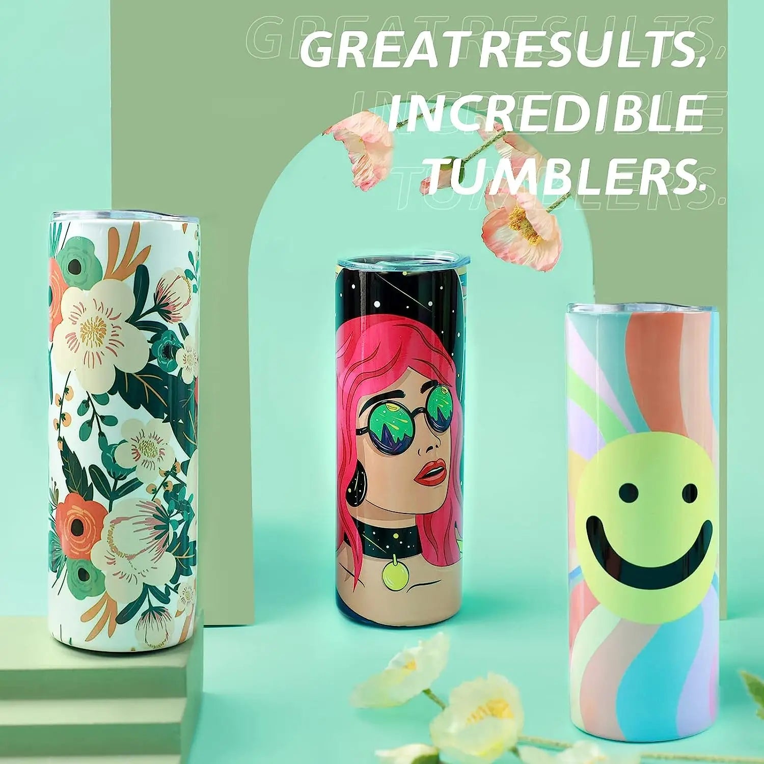 Sublimation Tumbler Blanks 8-Pack — 20oz Skinny Straight Stainless Cups — view 2 of drinkware