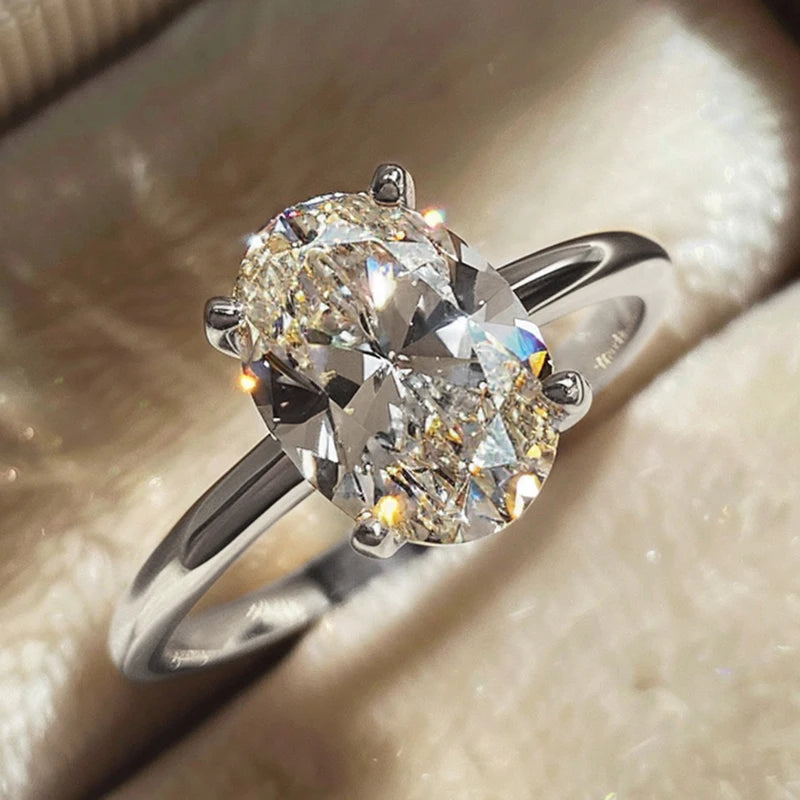 Women's 925 Sterling Silver 1-8CT Zircon Oval Ring — Engagement Wedding Jewelry — view 6 of jewelry