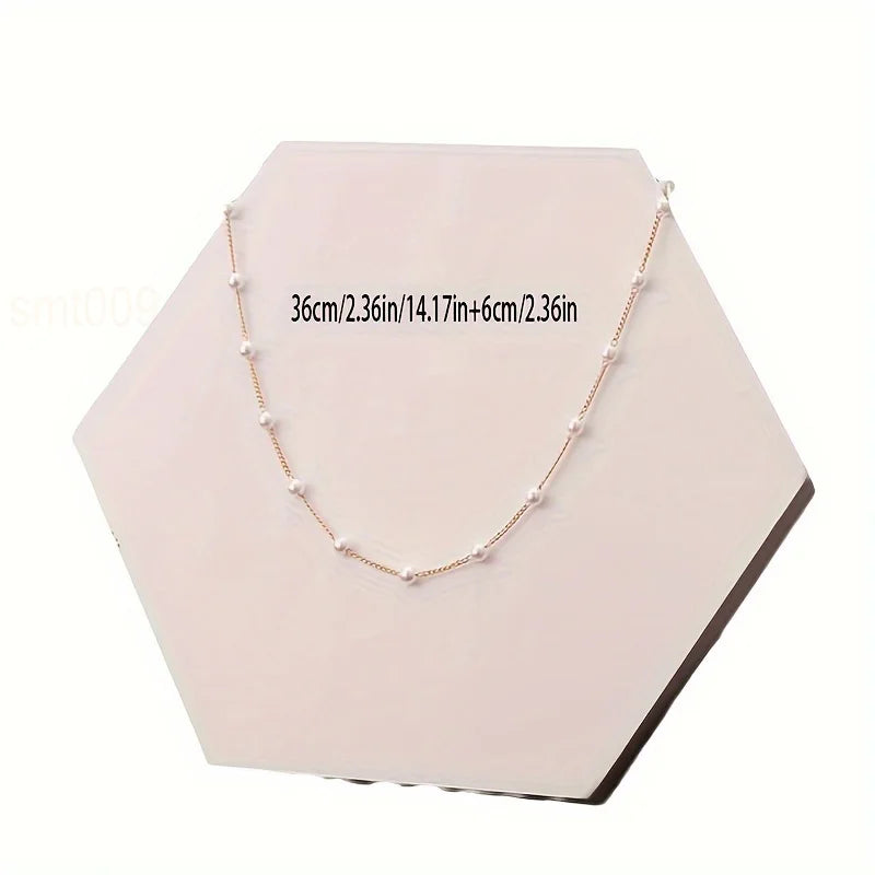 Pearl Baroque Clavicle Chain Necklace — Minimalist Faux Pearl Vintage Accessory — view 3 of necklaces