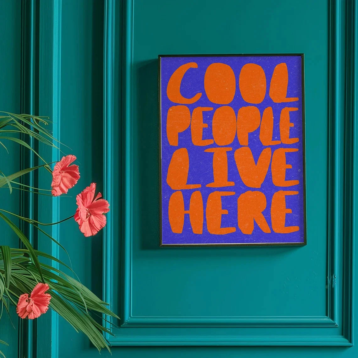Colorful Text Typography Canvas Poster — Chic Pink & White Vintage Room Decor — view 9 of wall art & prints