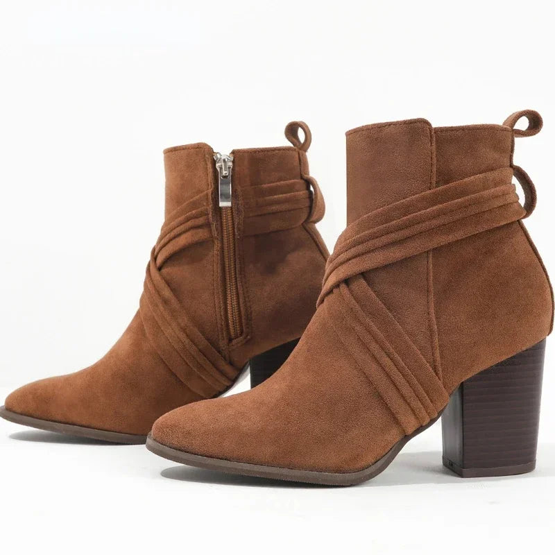 Pointed-Toe High-Heel Ankle Boots — Zipper Pump Booties for Autumn — view 6 of boots