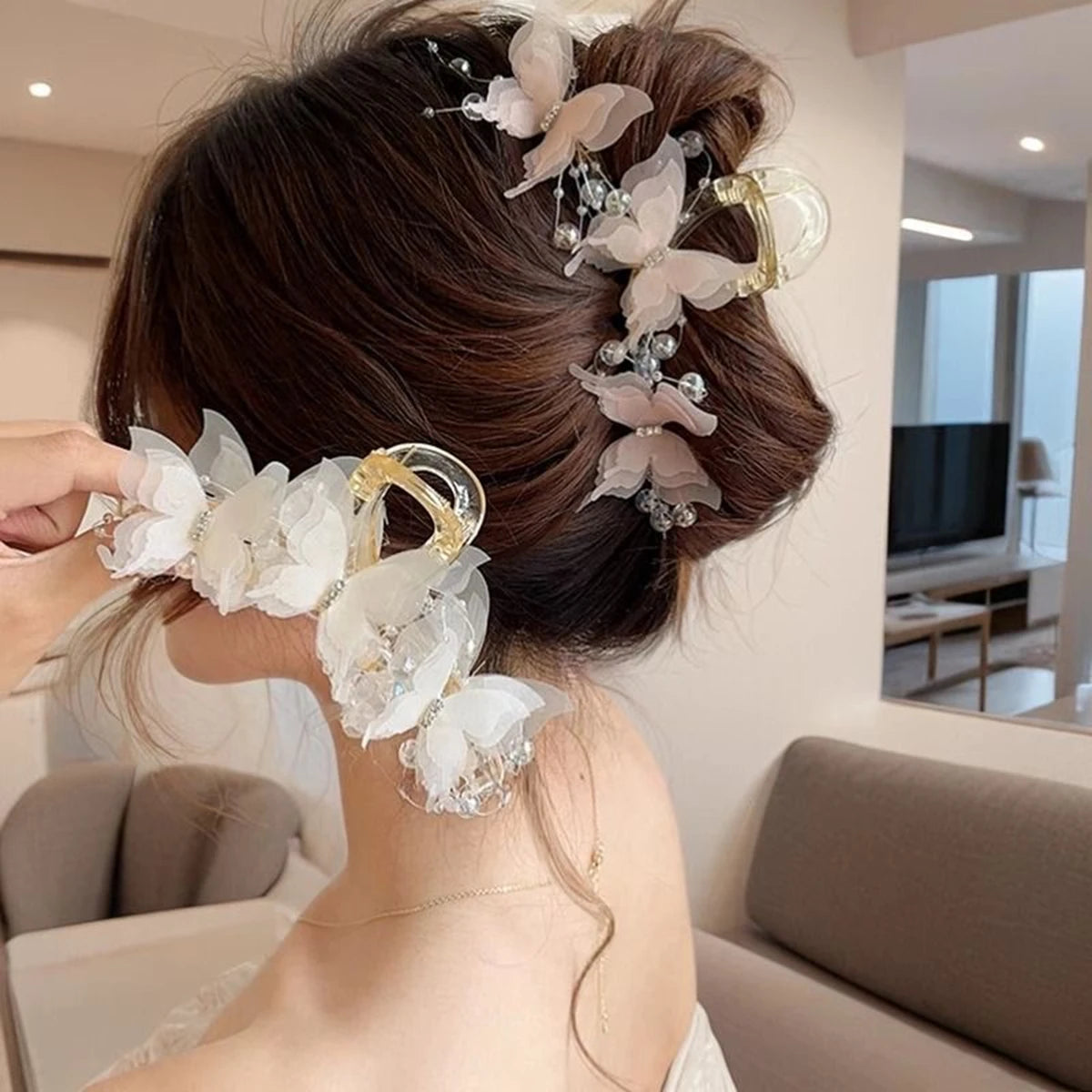 Super Fairy-Like Butterfly Hair Clip, Large Shark Clip, Back-Of-Head Hair Clip for Girls and Women, — view 2 of product