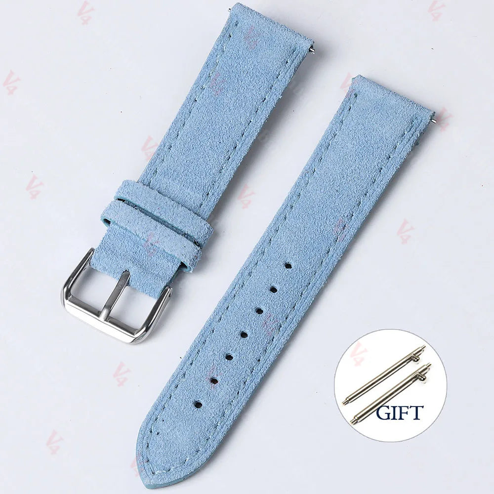Vintage Suede Cowhide Watch Strap — 18mm 19mm 20mm 22mm Handmade Leather Band — view 19 of watch straps