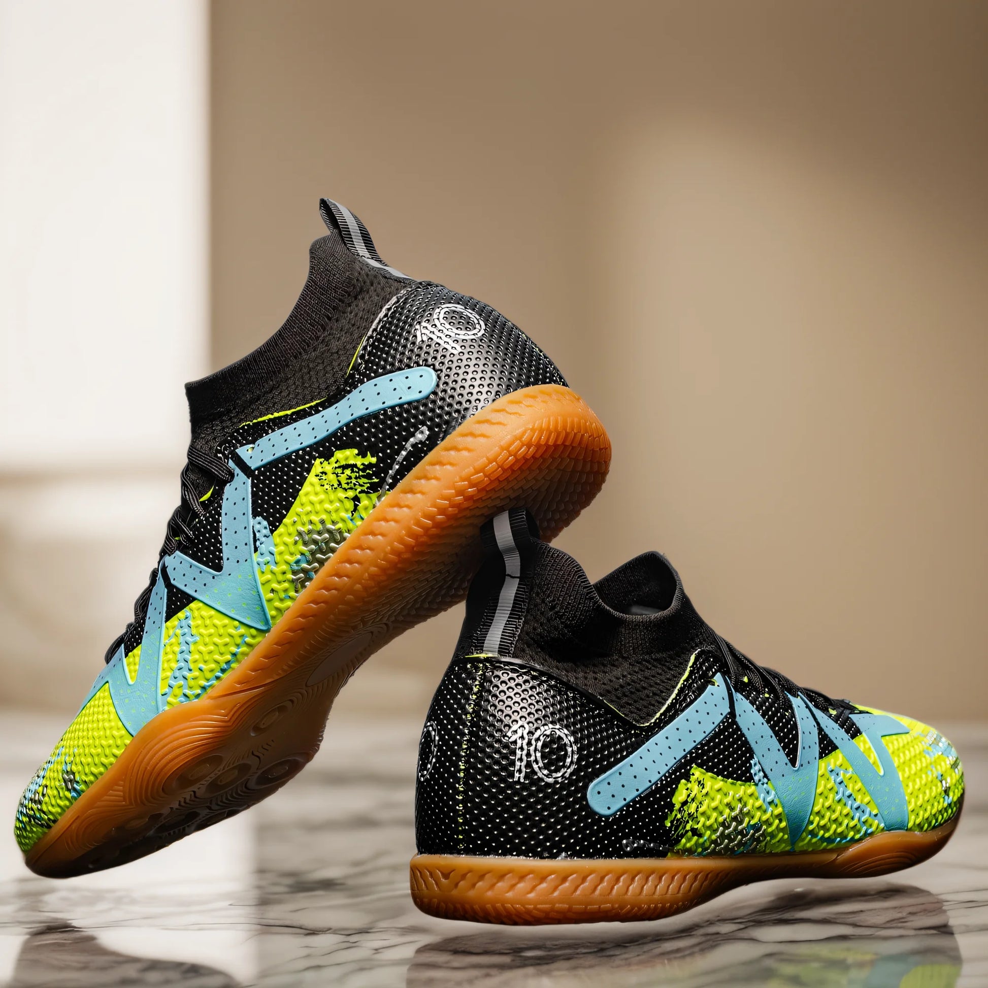 High-Top Indoor Sneakers — Five-a-Side Soccer Slip-Resistant Sport Shoes — view 2 of sneakers