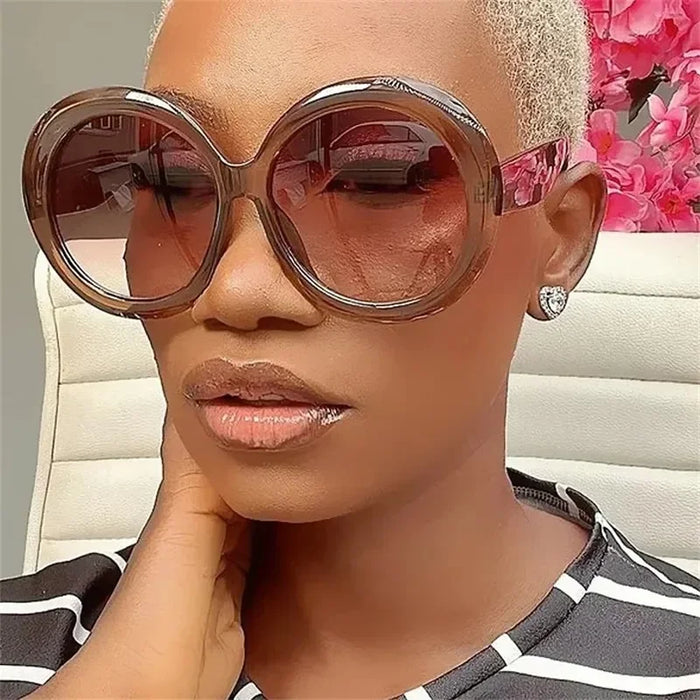 Oversized Round Sunglasses — Women's Gradient UV400 Retro Sun Glasses — view 1 of sunglasses
