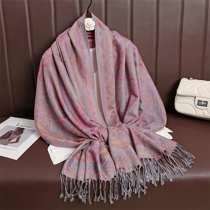Pashmina Scarf in 58 Signature Shades — Cashmere-Feel Women's Tassel Shawl Wrap Color Stack