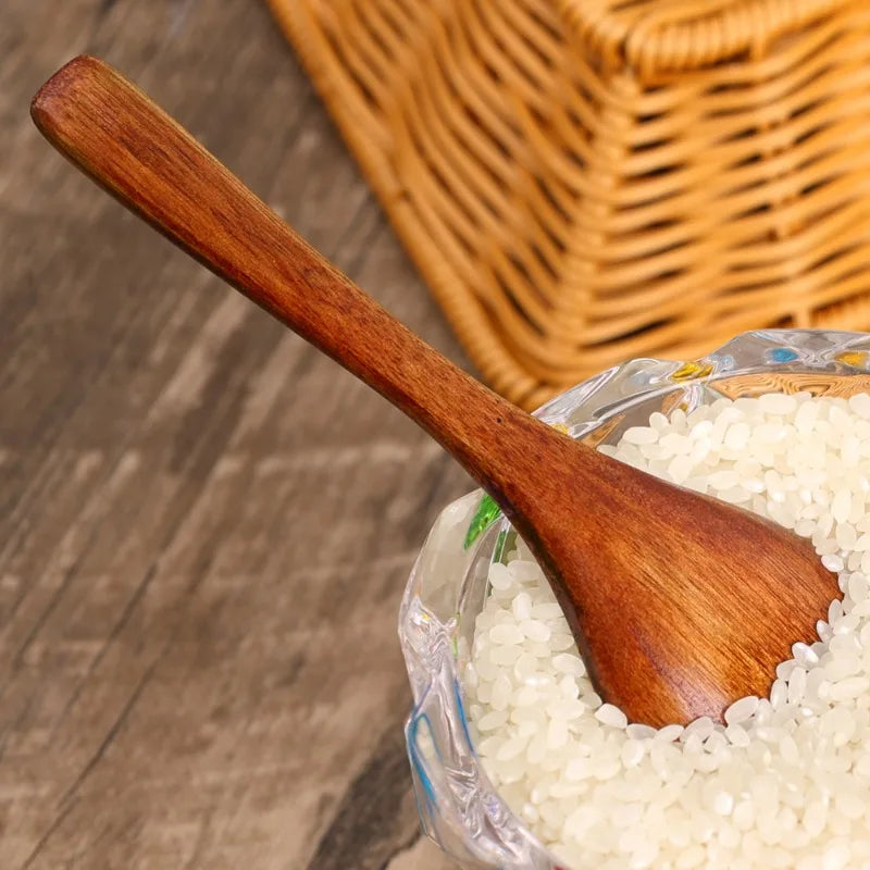 Long-Handled Wooden Soup Spoons — Stirrer Teaspoon & Ladle Tableware Set — view 5 of dining & tableware