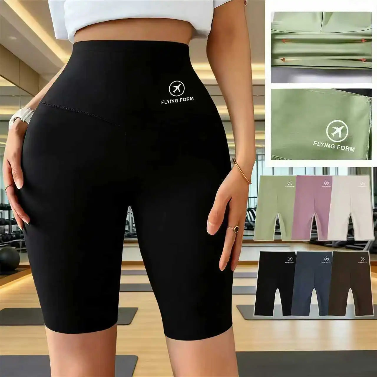 Women&rsquo;s High-Waisted Sports Shorts &mdash; Cycling Jogging Fitness &amp; Yoga Gym Shorts — view 3 of shorts