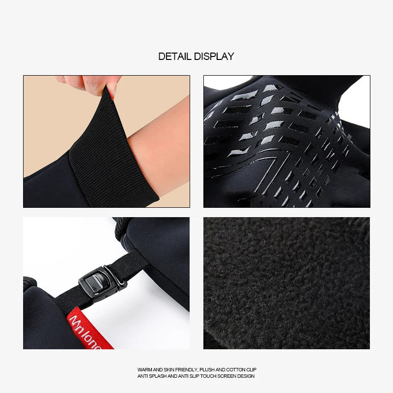 Cycling Gloves Autumn Winter Camping — Velvet Water-Repellent Touchscreen Anti-Slip Riding Gloves — view 4 of gloves