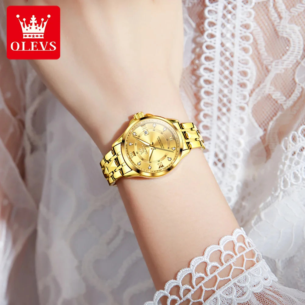 OLEVS Women's Gold Luxury Watch — Fashion Quartz Wristwatch — view 4 of watches