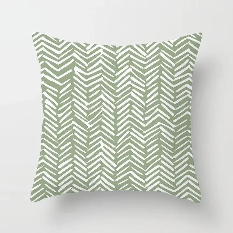 Delicate Green Geometric Pillowcase — Breathable Art-Pattern Cushion Cover for Home — view 14 of cushion covers & pillow cases