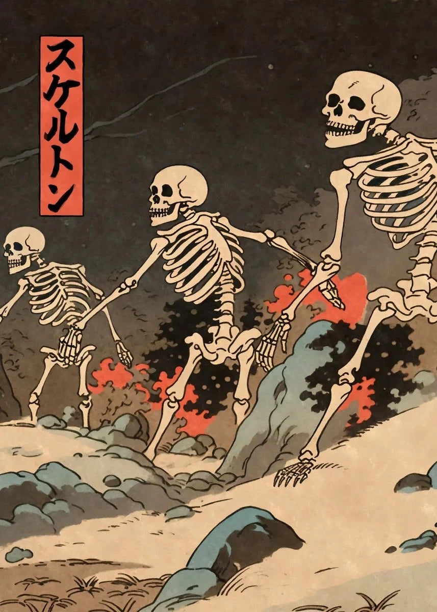 Home Decor Japanese Rising Skeletons Poster — Creepy Ghost Zombie Halloween Canvas Wall Art — view 14 of home decor