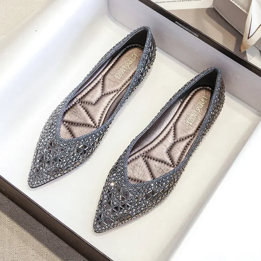 Flats & Ballet — Rhinestone Ballet Flats, Plus-Size Casual Loafers with Sparkle — view 1 of flats & ballet