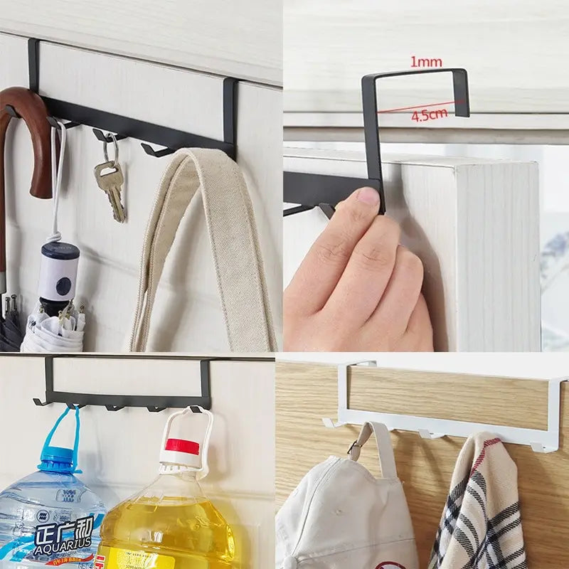 Storage Organizer 5-Hook Over-The-Door — Home Bathroom Coat Hat Towel Hanger Rack — view 5 of storage & organisation