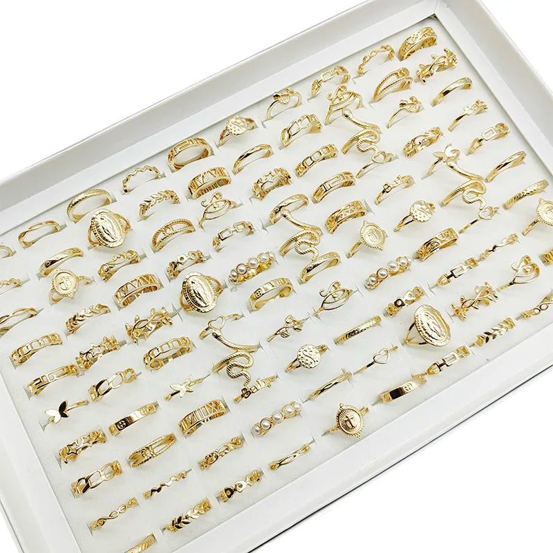 Pearl Thin Joint Rings 30pc Lot — Gold-Tone Love Snake Butterfly Star Set for Women