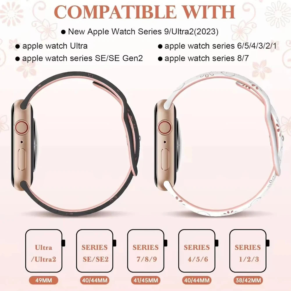 Engraved Silicone Strap for Apple Watch — Sport Band 38/40/41/42/44/45/49mm — view 2 of watch straps