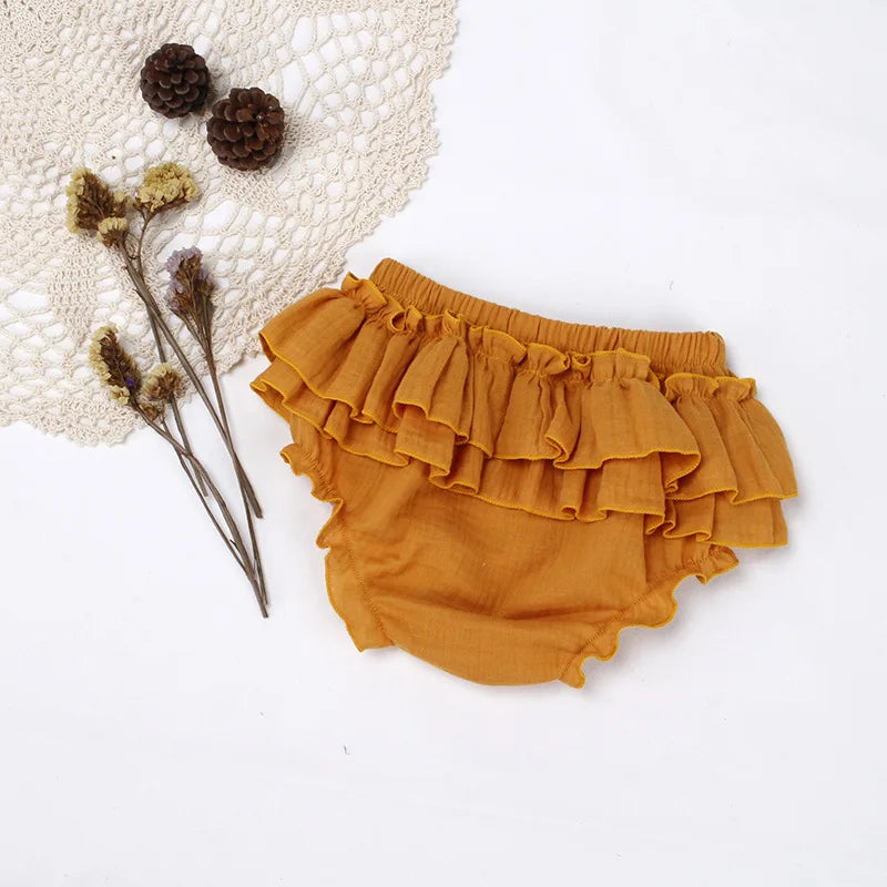 Baby Girls Double-Layer Ruffle Bloomer - Muslin Cotton Tutu Diaper Cover — view 8 of baby bottoms