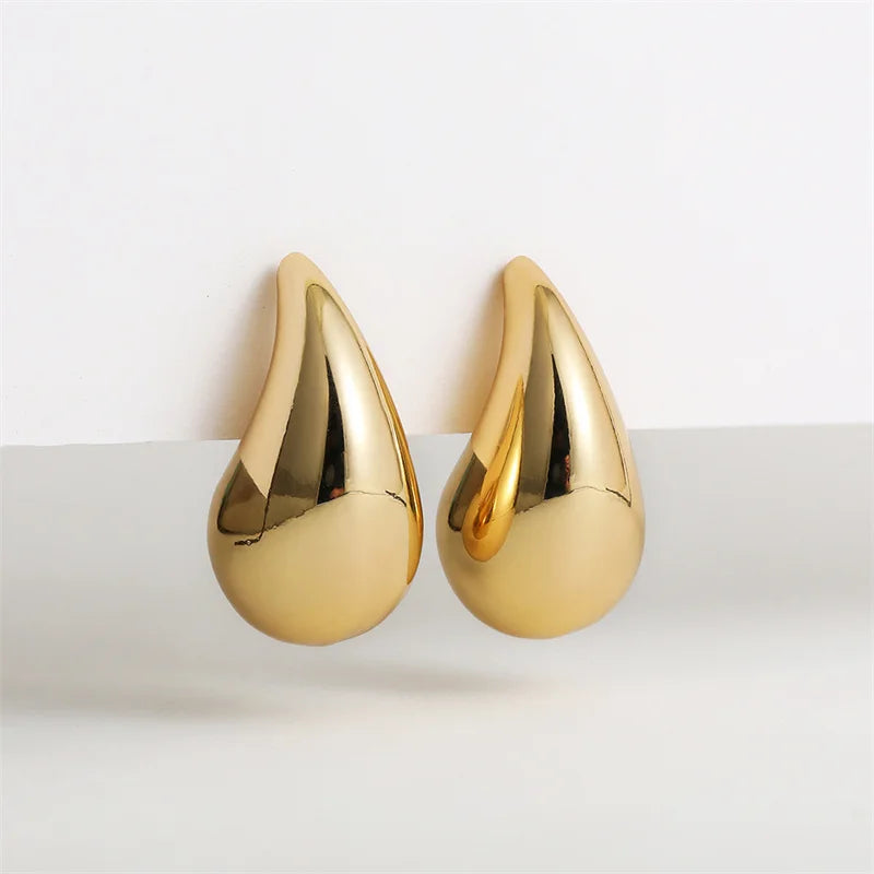 Women's Chunky Dome Drop Earrings — Gold Plated Vintage Teardrop Jewelry — view 10 of jewelry