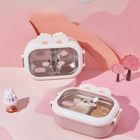 Stainless Steel Lunch Box Rabbit Design Large Capacity Divided Bento Box for Kids Adults — view 1 of food storage