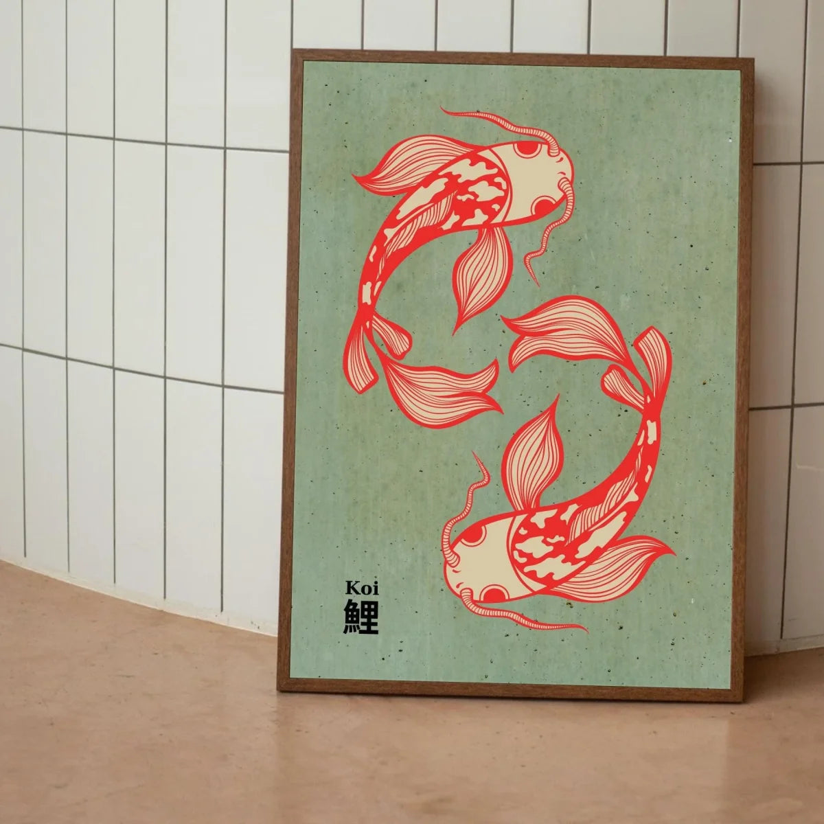 Japanese Red Koi Fish Canvas Poster &mdash; Modern Minimalist Wall Art for Bedroom &amp; Kitchen
