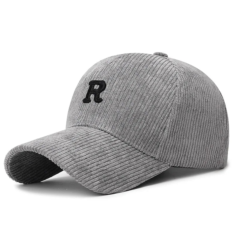 Corduroy Baseball Cap 3D-R Embroidered — Fall Winter Texture Trend Solid Adjustable Structured Hat — view 1 of hats & caps