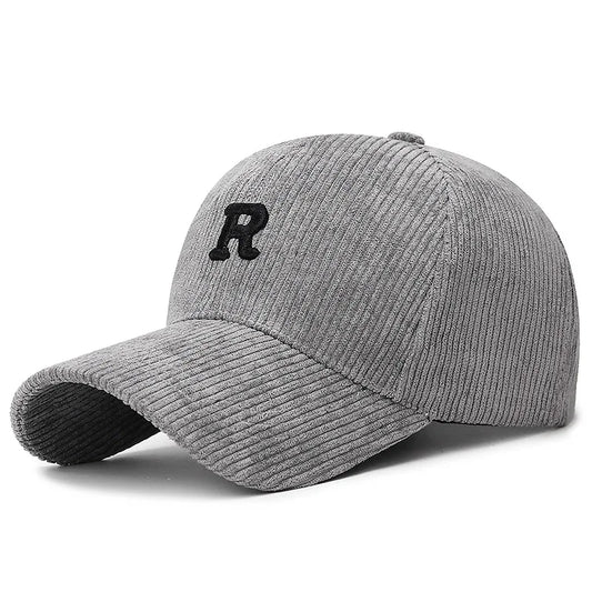 Corduroy Baseball Cap 3D-R Embroidered — Fall Winter Texture Trend Solid Adjustable Structured Hat — view 1 of hats & caps