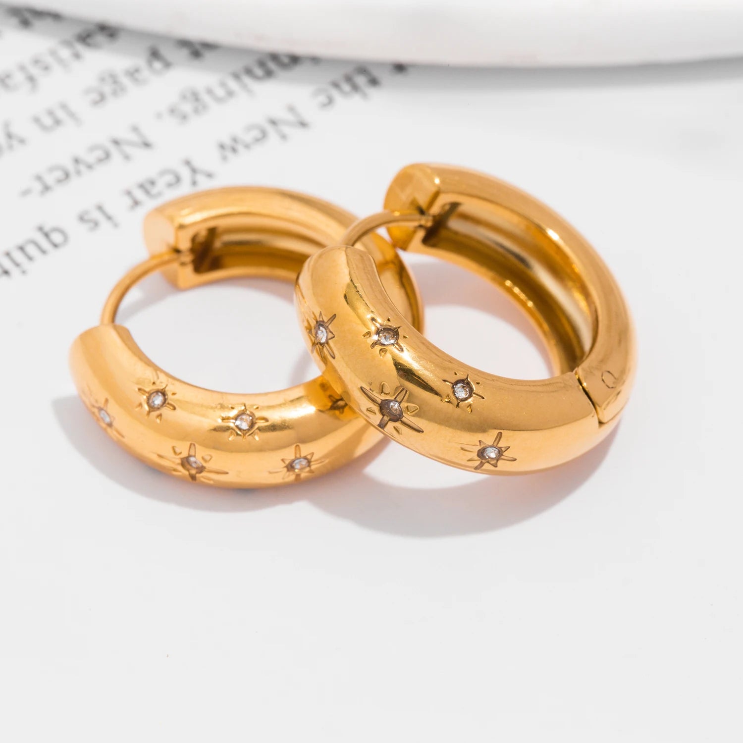 UHBINYCA Women's Zircon Hoop Earrings — 18K Gold Plated Stainless Steel Jewelry — view 8 of jewelry