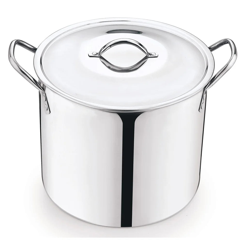 12 Quart Stainless Steel Stock Pot Heavy-Duty with Tempered Glass Lid Induction-Compatible Soup Pasta Stew Pot — view 2 of cookware