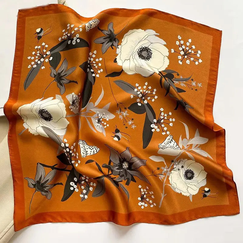 Silk Scarf Small Square 2026 Pashmina — 53×53cm Geometric Trending Palette Bandana Hair Scarf