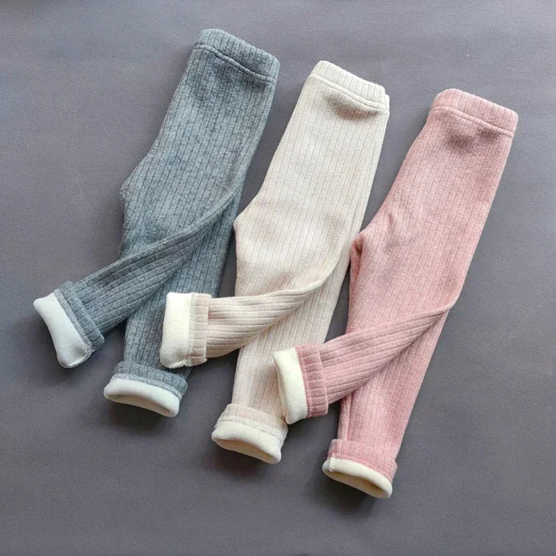 Warm Cashmere Pants for Girls Autumn Winter Kids Clothing Children Plus Velvet Trousers Keep Warm Cotton