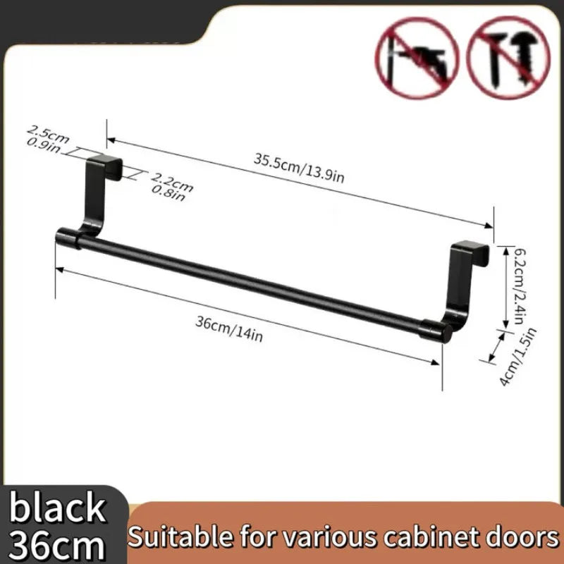 Stainless Steel Cabinet-Door Towel Bar — Kitchen & Bathroom Hanging Wipe Rack — view 10 of kitchen gadgets