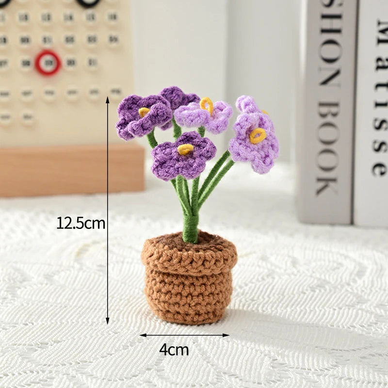 Home Decor Handmade Crochet Potted Plant — Cute Mini Faux Flower for Car, Desk & Office — view 15 of home decor