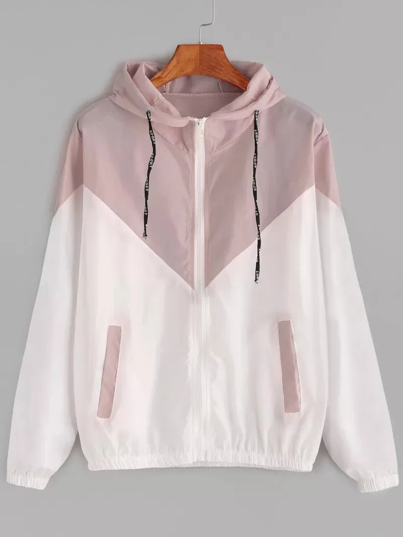 Women’s Outdoor Hooded Zip Jacket — Lightweight Patchwork Skin-Suit Coat — view 11 of sports & fitness