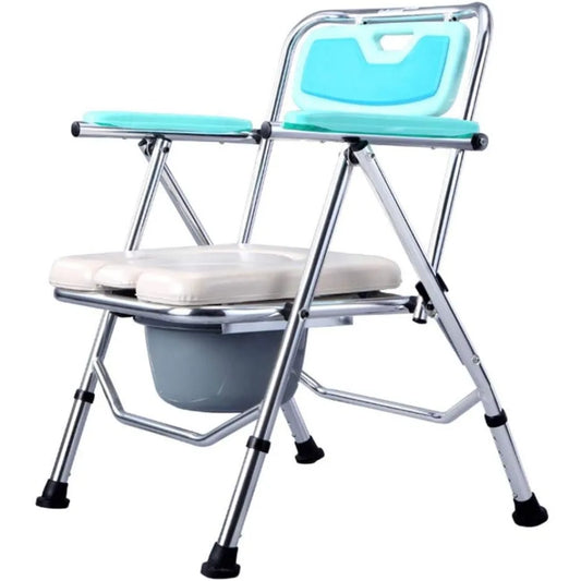 Comfort Commode with Padded Toilet Seat Aluminum Alloy Commode Chair Pregnant Woman Bath Chair Folding Toilet Bathroom Chairs