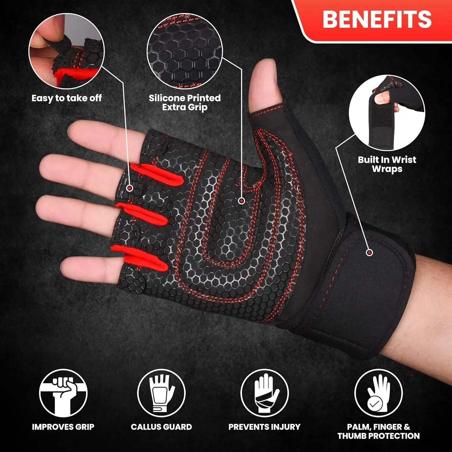 Half-Finger Cycling Gloves Shock-Absorbing — Breathable Anti-Slip Gel Padded Fitness & MTB Gloves — view 3 of gloves