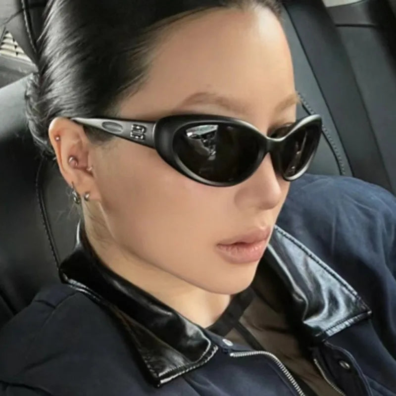Women's Y2K Oval Sunglasses — Vintage Cat-Eye UV400 Retro Shades (Unisex) — view 2 of sunglasses