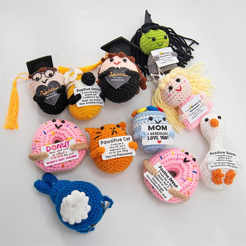 Home Decor Hand-Woven Crochet Ornament — Funny Vegetable Animal Doll with Hugging Card, Positive Energy Desk Accent & Gift — view 6 of home decor