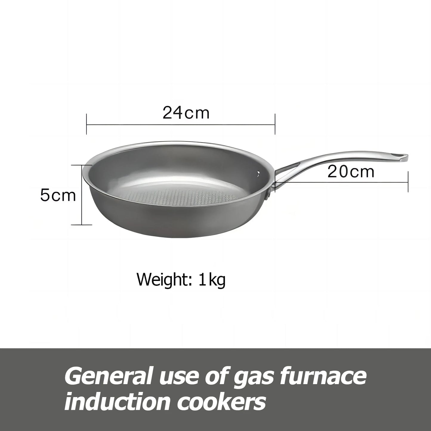 24cm Titanium Non-Stick Frying Pan – 1.9L Honeycomb Steak Pan for Induction & Gas Stoves