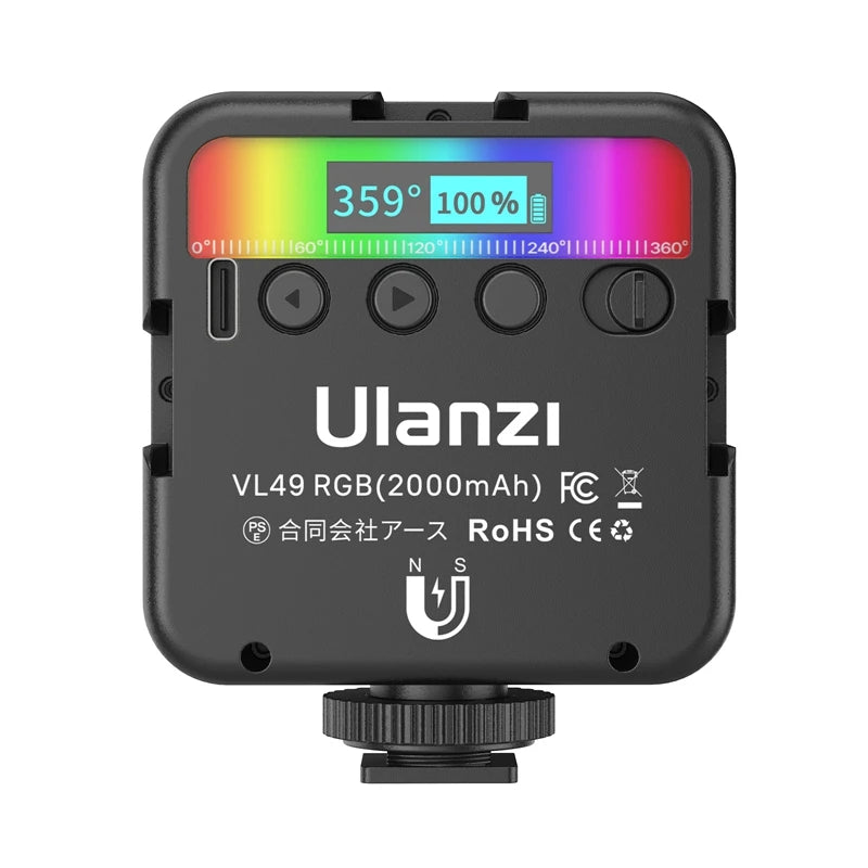 VL49 RGB LED Video Light – 2500K–9000K Magnetic Mini Fill Light (2000mAh, Type-C)