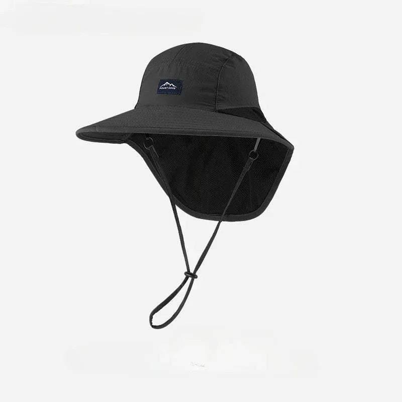 Bucket Hat Wide Brim Neck Protection — UV Outdoor Hiking Fishing Gardening Sunscreen Panama — view 7 of hats & caps