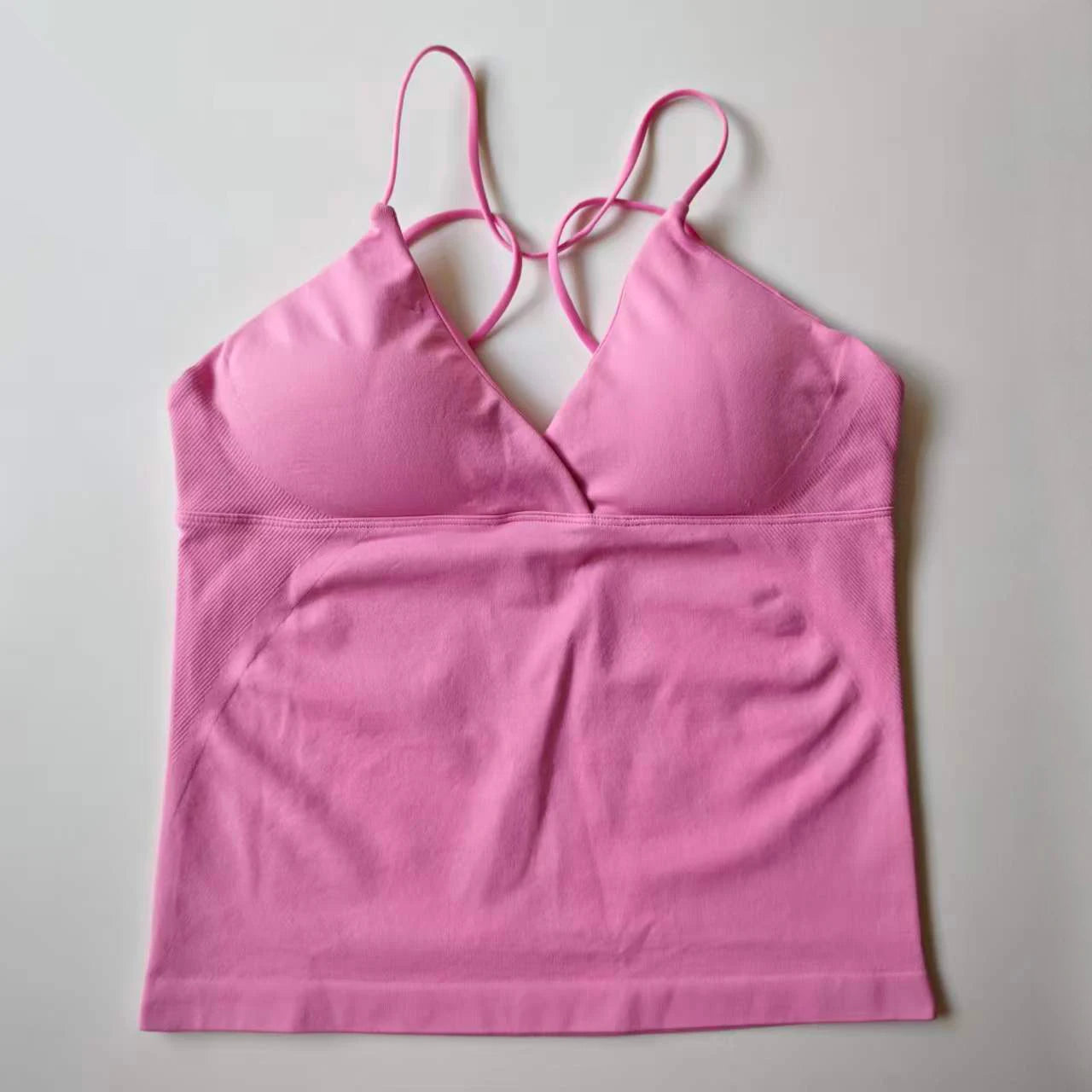 Women's Activewear Twist-Front Longline Workout Tank — Seamless Built-In Bra Yoga Top — view 5 of women's activewear