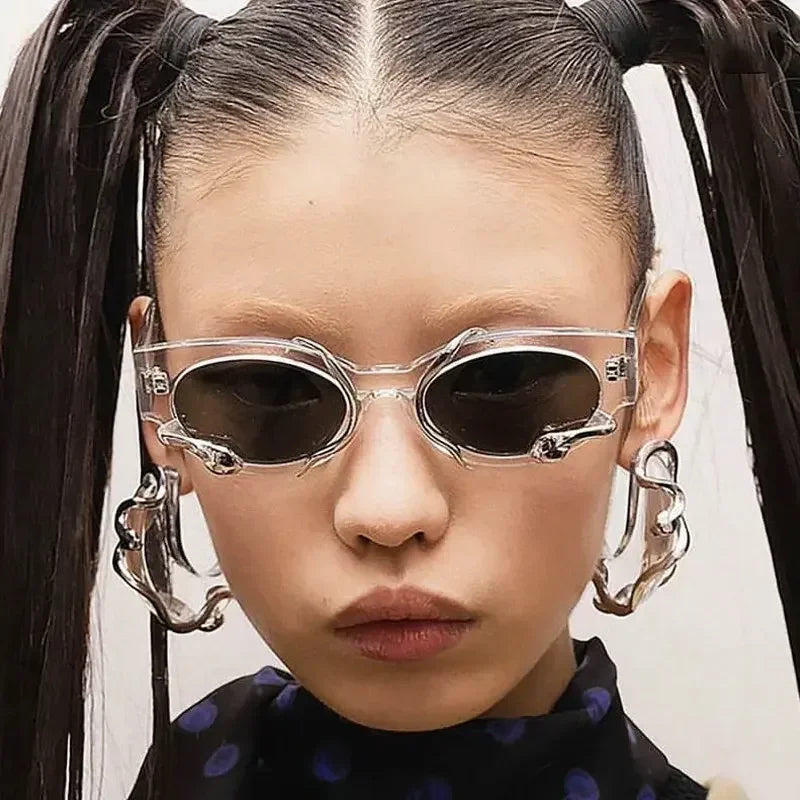 Y2K Snake Sunglasses — Statement Snake-Arm Oval Retro Luxury Designer UV400 Vintage Shades — view 2 of sunglasses