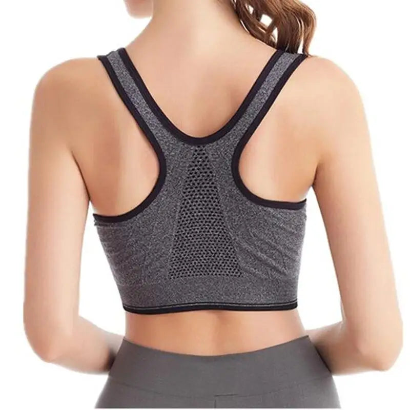 Running Fitness Sports Bra — Front-Zipper Shockproof Wireless Seamless Brassiere — view 5 of sports bras
