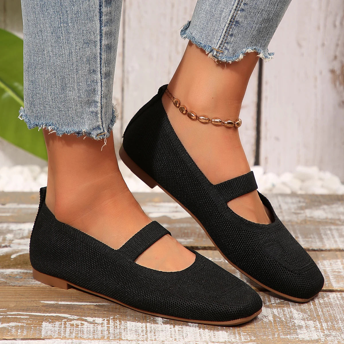 Flats & Ballet — Knit Soft Loafer Flats, Lightweight Breathable Summer Slip-Ons — view 2 of flats & ballet
