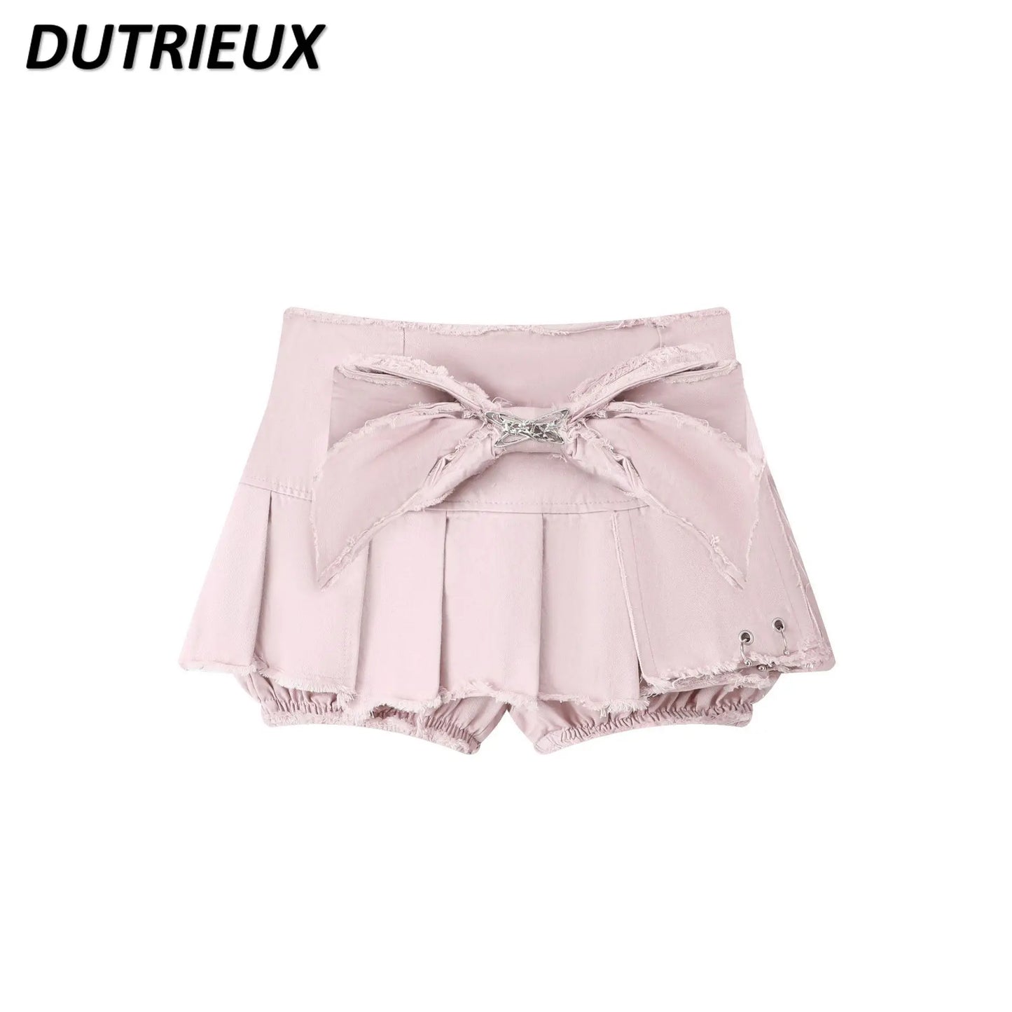 Solid Color Casual Ladies' High Waist Skirt 2024 New Summer Retro Japanese Style Sweet Cute Simple Denim Skirts for Women