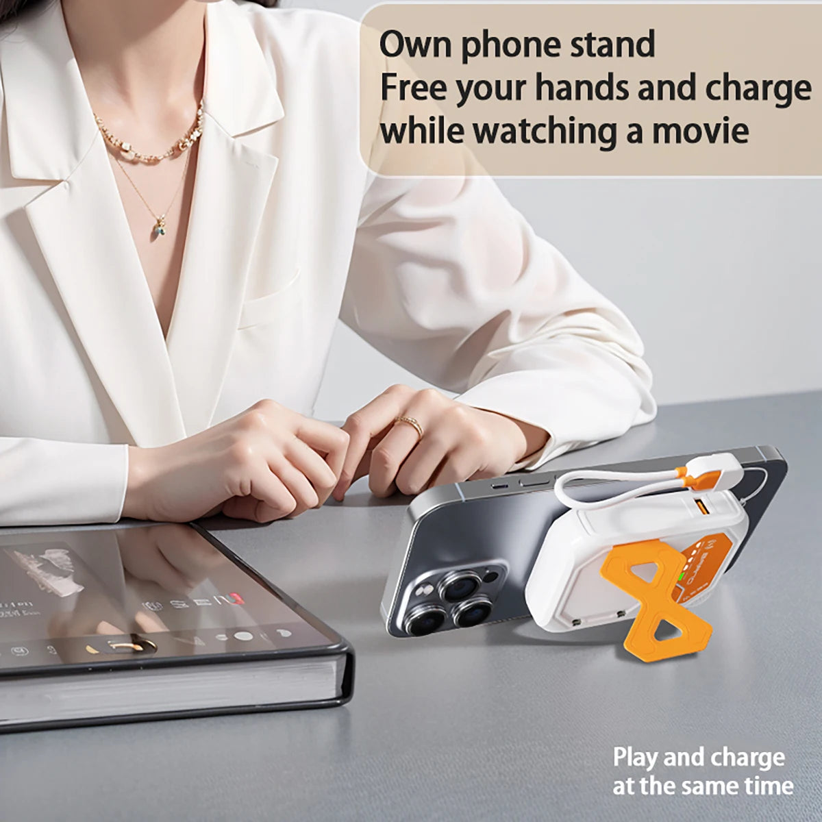 Magnetic 10000mAh 22.5W Wireless Power Bank — Foldable AC Plug All-in-One — view 5 of power banks