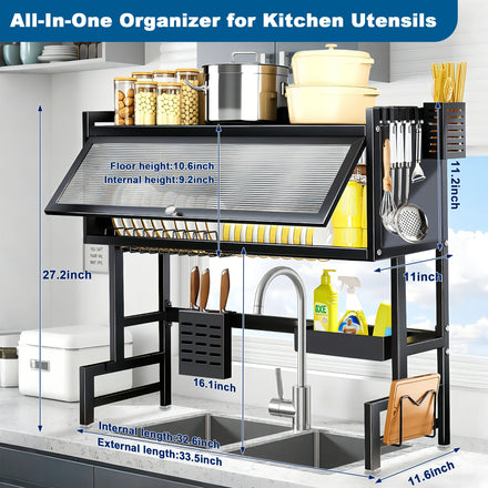 Extra-Long Kitchen Sink Drying Rack, Space-Saving Dish Rack — product photo 1
